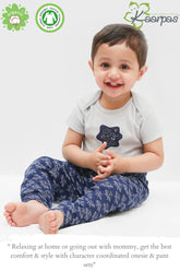 2-Piece Astronauts and Spaceship print Onesie/Bodysuit Pant Set - (Grey & Blue)